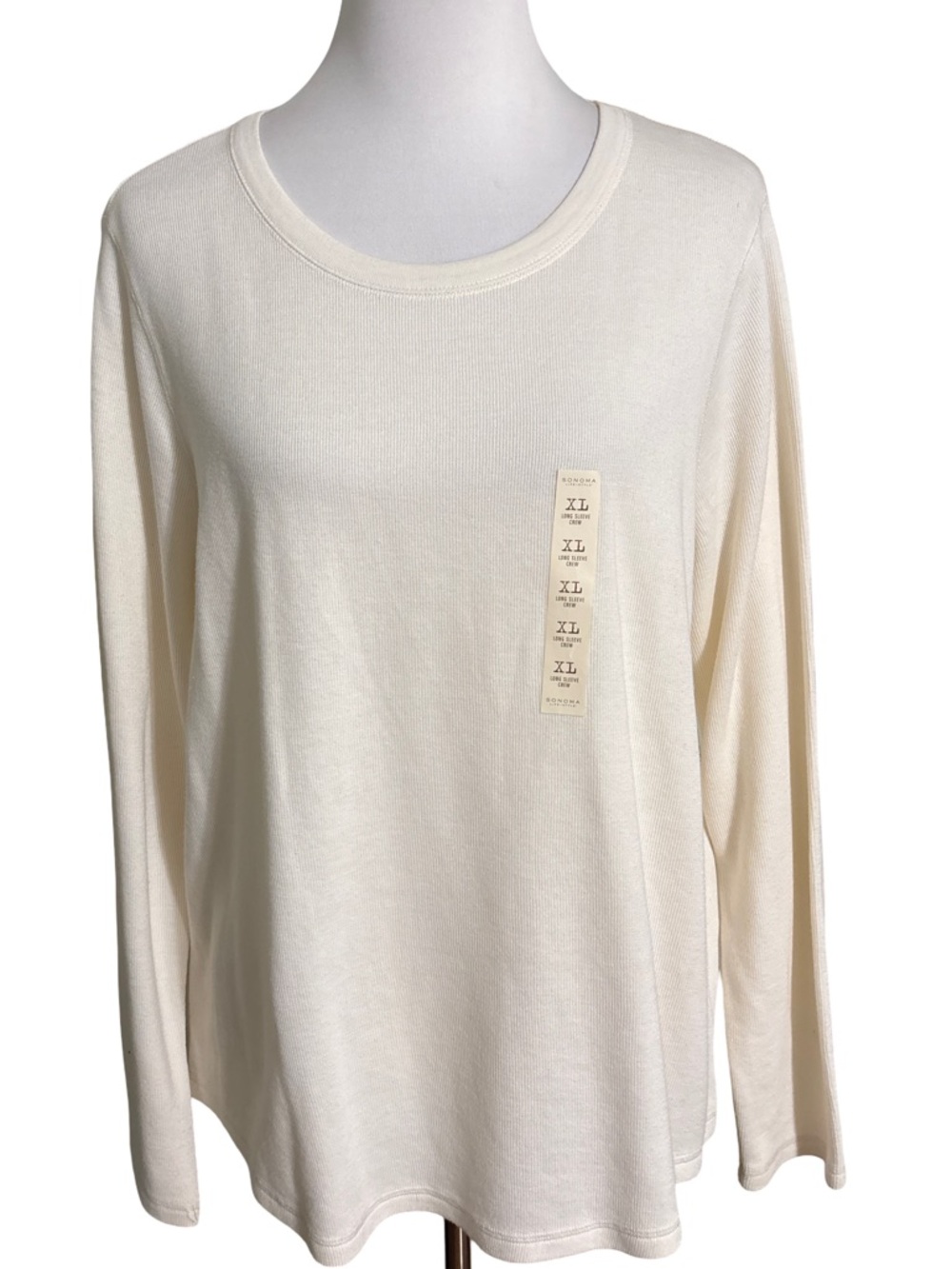 Sonoma Cream Long Sleeve Crewneck Knit Top